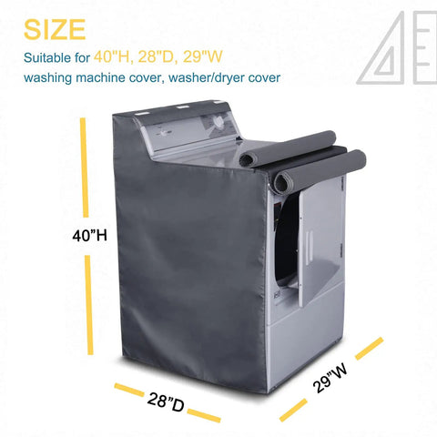 Heavy Duty Waterproof Washing Machine Cover With Zipper, Dustproof Outdoor Protector For Top Load Or Front Load Washers And Dryers, Grey