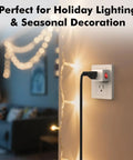 Three Pack Grounded Outlet Switches With On Off Inline Power Switches For Lamps And Small Appliances, installed in room.