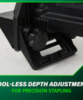 Close-up of tool-less depth adjustment on Top Notch Pro Preferred Pneumatic Flooring Nailer For Hardwood, durable design.