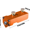 Heavy Duty Aluminum Profile Tapping Guide Drill Jig for Metal Extrusion Tracks, orange, 9.7cm x 3.8cm size, precision alignment.