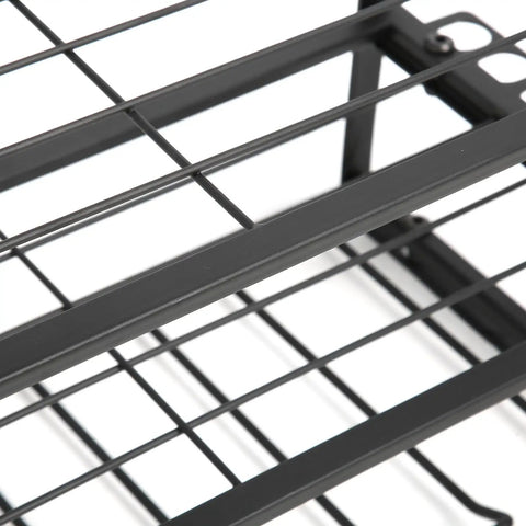 Heavy Duty Wall Mounted Drill Rack Black Steel Tool Holder showcasing grid design and robust construction for tool storage.