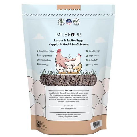 Bag of Chicken Grit For Layer And Grower Chickens Ages 8 Weeks And Up, 100 Percent Natural Mineral Quartzite Poultry Grit USA Mined