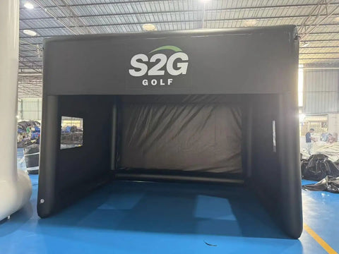 Spacious Portable Inflatable Golf Simulator Enclosure Matte Black For Indoor And Outdoor Practice Built For Serious Golfers
