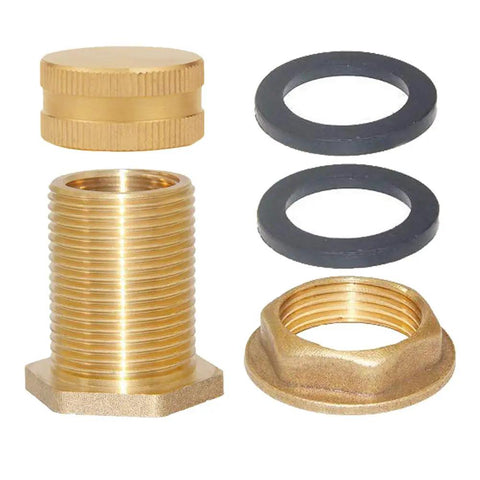 Brass Garden Hose Bulkhead Fitting Kit With Plugs Half Inch Female To Three Quarter GHT Male Water Tank Connector Parts