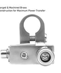 Two Pack Solid Brass Battery Terminal Clamps With Adaptor Collars For Positive Or Negative Posts, Top Or Side Mount, OEM Ready, No Cutting Required, Heavy Duty Car Truck Boat Marine Battery Terminals, brass clamp close-up