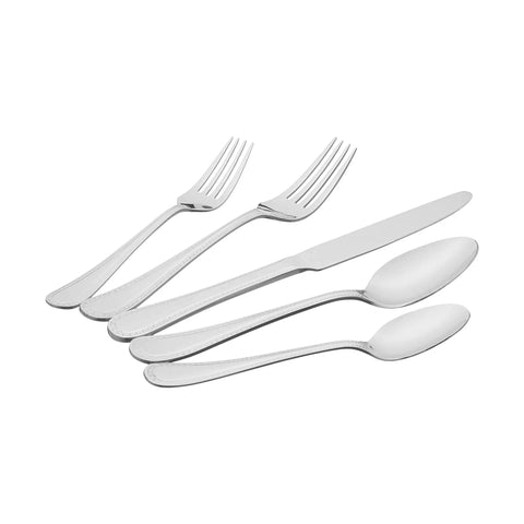 Heavy Duty Stainless Steel Flatware Set, 20 Piece Silverware Service For Four, Dishwasher Safe Pearl Edge Dining Cutlery, No Sweat Cleanup Kitchen Table Essential