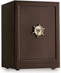 Front view of a Compact Home Safe Box For Personal Valuables Made From Steel With Shock Proof Construction Perfect For Cash Passport Jewelry And Documents