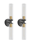 Mermiviok Matte Black Wall Sconces Set of 2, Clear Glass Vanity Lights featuring elegant clear glass and matte finish design.