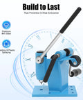 Blue 2 In 1 Chainsaw Chain Rivet Spinner And Link Breaker Tool on clock background, premium steel, manual bench chain breaker