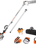 Gas Powered Pole Saw With Adjustable 90 To 180 Degree Head For A Beastly 15 Ft Reach Includes 12 Inch Bar And Chain And 38 Inch Extension