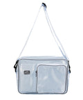 Slick Clear PVC Crossbody Bag Built Tough For Cleanroom Sites Secure Zippered Laptop Case And Heavy Duty Tool Organizer shoulder bag with adjustable strap.