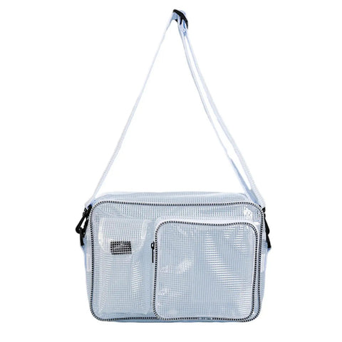 Slick Cleanroom Crossbody Engineer Tool Bag Hands Free Shoulder Purse For Laptop Computer Storage, clear design with multiple pockets.
