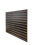 24X36 Inch Black Slatwall Panel For Home Garage And Retail Displays With Three Inch On Center Grid, side view showing slots