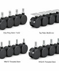 Assorted Heavy Duty 2 Inch Caster Wheels 360 Degree Swivel Black Furniture Casters With M8 And M10 Threaded Stem Or Top Plate