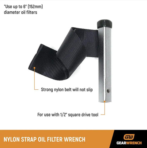 Half Inch Drive Nylon Strap Oil Filter Wrench For Cars And Light Trucks Durable Automotive Filter Tool With Flexible Strap