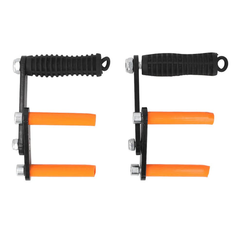 Rugged Heavy Duty Panel Lifter Handles Two Pack For Drywall Plywood Glass Quick Swap Construction Grabber Clamp with orange grips.