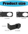 Gate Locks Twist Hasp Latches Without Combination Lock, size details showing dimensions for models A, B, and F in black.