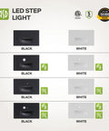 LED Recessed Step Light for Outdoor and Indoor Stairs 3CCT Dimmable Waterproof ETL Listed 3W 120LM 120V Hardwired Black 4 Pack
