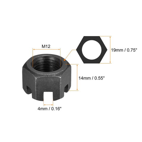 Workhorse M12 X 1.25 Mm Hex Slotted Castle Nuts Straight Up Grade 4.8 Carbon Steel Beast With Black Finish 10 Pack For Serious Builds And Daily Grind Repairs