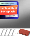 Stainless Steel Kitchen Wall Backsplash 24 By 30 Inches With Pre Drilled Holes Mounting Screws Microfiber Towel Oven Spatter Shield