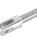 Heavy Duty Steel Clevis With Right Hand Thread Designed For Suspension Linkage And Custom Fabrication Featuring A 3/8 Inch Slot And Pin Hole built tough, silver steel clevis with right thread.