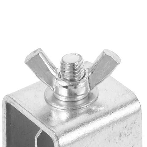 Close-up of heavy duty welding clamp with locking pincer, showcasing steel frame and screw mechanism.