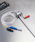 Super Handy Gralaria Manual Oil Transfer Pump For Mechanics And Garage Pros With 2M Hose Plus 32Cm Inlet Pipe on a table with accessories.