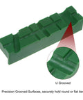 Boss Level Magnetic Vise Jaws 5 Inch Soft Rubber Grip Pads U Groove Magnet Base Workbench Protectors in green rubber design.