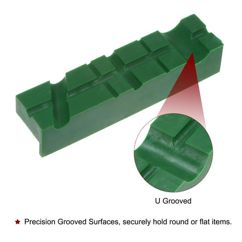 Boss Level Magnetic Vise Jaws 5 Inch Soft Rubber Grip Pads U Groove Magnet Base Workbench Protectors in green rubber design.
