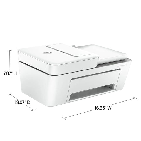 Slick Wireless All-In-One Color Inkjet Printer With Scanner And Copier For Home Office Includes Three Month Ink Supply side view showing dimensions.