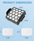Premium 3-In-1 Vacuum Filter Replacement Kit dimensions for Navigator Rotator Pet Pro Upright Vacuums - filter size details.