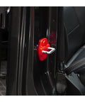 Door lock cover trim, red ABS, for Jeep Wrangler JL/JLU and Gladiator JT, installed on door jamb.