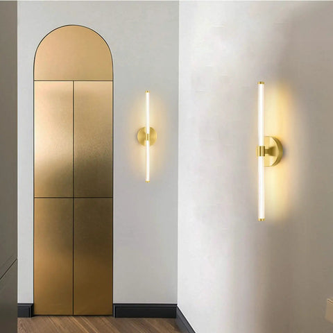 Two Pack Brass Gold Vanity Light Bar Set For Bathroom LED Wall Sconces Over Mirror Dimmable 23.75 Inch Modern Sconce Lighting