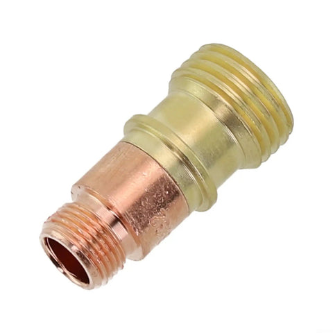 Brass Collet Body For Stubby Gas Lens Connector With Mesh Fits WP 17 18 26 Torch for Clean TIG Welding, durable metal construction.