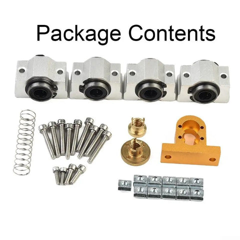 CNC 3018 Pro Upgraded X Axis Kit With Metal Linear Bearings And T8 Screw shown with components and screws