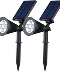 Ultra Bright Solar Spotlight 2 Pack with All Weather Waterproof Design, Auto On Off Sensor, 270 Degree Adjustable Beam