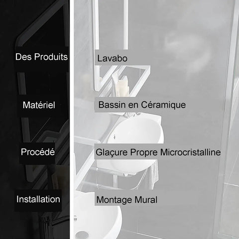 Corner Wall-Mounted Sink - Ele Vessel Sink for Modern Bathrooms Space-Saving Design High-Quali Ceic Easy Installat Perfect for Smals close-up view of ceramic basin with wall-mount installation in modern bathroom.