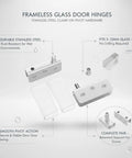 Easy Install Frameless Glass Door Hinges No Drill Clamp On Pivot Hardware stainless steel components for doors
