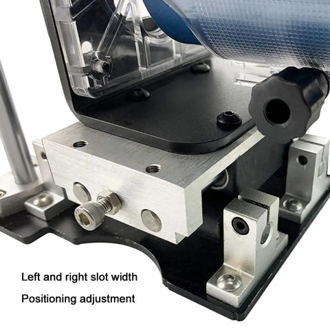Heavy Duty Mortising Jig And Loose Tenon Joinery Kit With Easy Adjust Slotting Bracket, detailed view of adjustment mechanism.