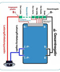 Diagram of Rock Solid 10S 36V 50A Lithium Ion Battery Management Board wiring connections for solar storage systems.