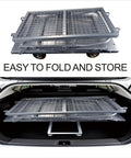 6 In 1 Platform Cart With Removable Cage Heavy Duty Folding Flatbed Lift Cart For Warehouse Grocery And Storage 1800 Lb Capacity With 6 Inch Swivel Wheels Built From Durable Steel For Easy Maneuvering And Versatile On The Job. folded steel platform cart in car trunk