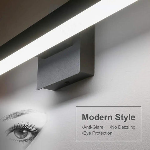 27.6 Inch Modern Black Vanity Light LED For Bathroom Wall Mount Fixture With White Light 1040 Lumen 6000K close-up view