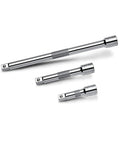 Quarter Inch Drive Extension Bar Set Three Piece With Two Inch Three Inch And Six Inch Extensions For Easy Ratchet Reach Chrome Vanadium Steel