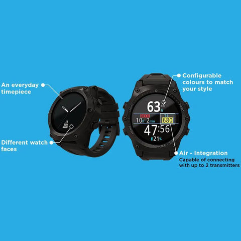 Teric Dive Computer Watch Pro Grade Nitrox Trimix Decompression with Buhlmann ZHL16c Algorithm and Configurable Gradient Factors display