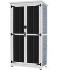 Backyard Outdoor Storage Cabinet Made From Wood And Metal Garden Shed With Weatherproof Roof And Lockable Doors 66 Inch Wide