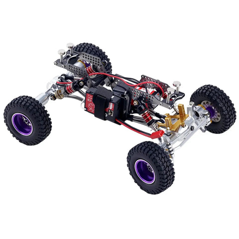 GR5 Titanium LCG Chassis Kit Frame Rail Upgrade For Redcat Ascent 18 1/18 Scale RC Rock Crawler shown installed without body.