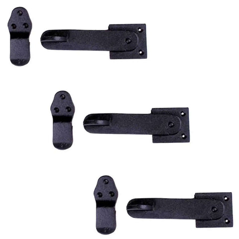 Black Wrought Iron Gate Flip Latch 5.75 Inch Antique Old School Vintage Charm Two Sided Barn Door Hardware Pack Of 3 set