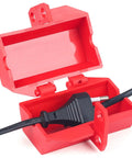 Lockout Tagout Kit For Electrical Safety Station Hasp Latch Circuit Breaker Tags And Safety Loto Locks With Nylon Ties And Pocket Bag Red 25 Piece Set For Industrial Factory Protection showing red lockout device