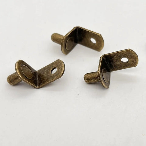 Rock Solid 50 Pack Shelf Support Pegs Nickel Plated Stainless Steel Cabinet Pins Bronze Tone, 6mm clips for cabinets.