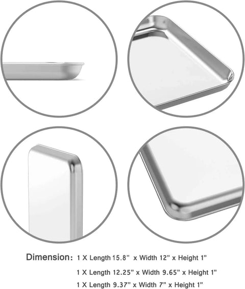 Three Piece Stainless Steel Baking Sheet Set Built Tough For Real Home Chefs Non Toxic And Easy Clean Heavy Duty Cookie Sheets